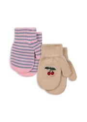 Konges Sløjd A/S MITTENS cherry/stripe