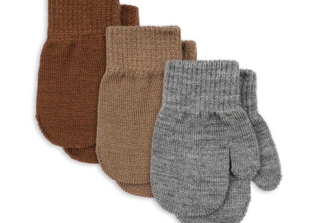 Konges Sløjd A/S MITTENS grey melange/beige/brown